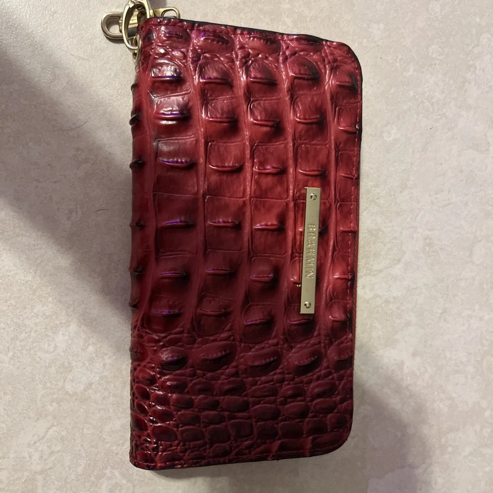 Brahmin Wallet Suri Dark Rum Melbourne Croc Embossed Leather Zip Wallet Clutch - Image 2 of 4