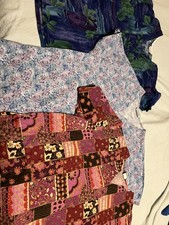 Lot Of 3 Size Large Scrub Tops Floral Abstract