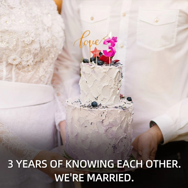 5 velas de cumpleaños rosa roja decoración CakeTopper para cumpleaños boda Foto 2 de 4