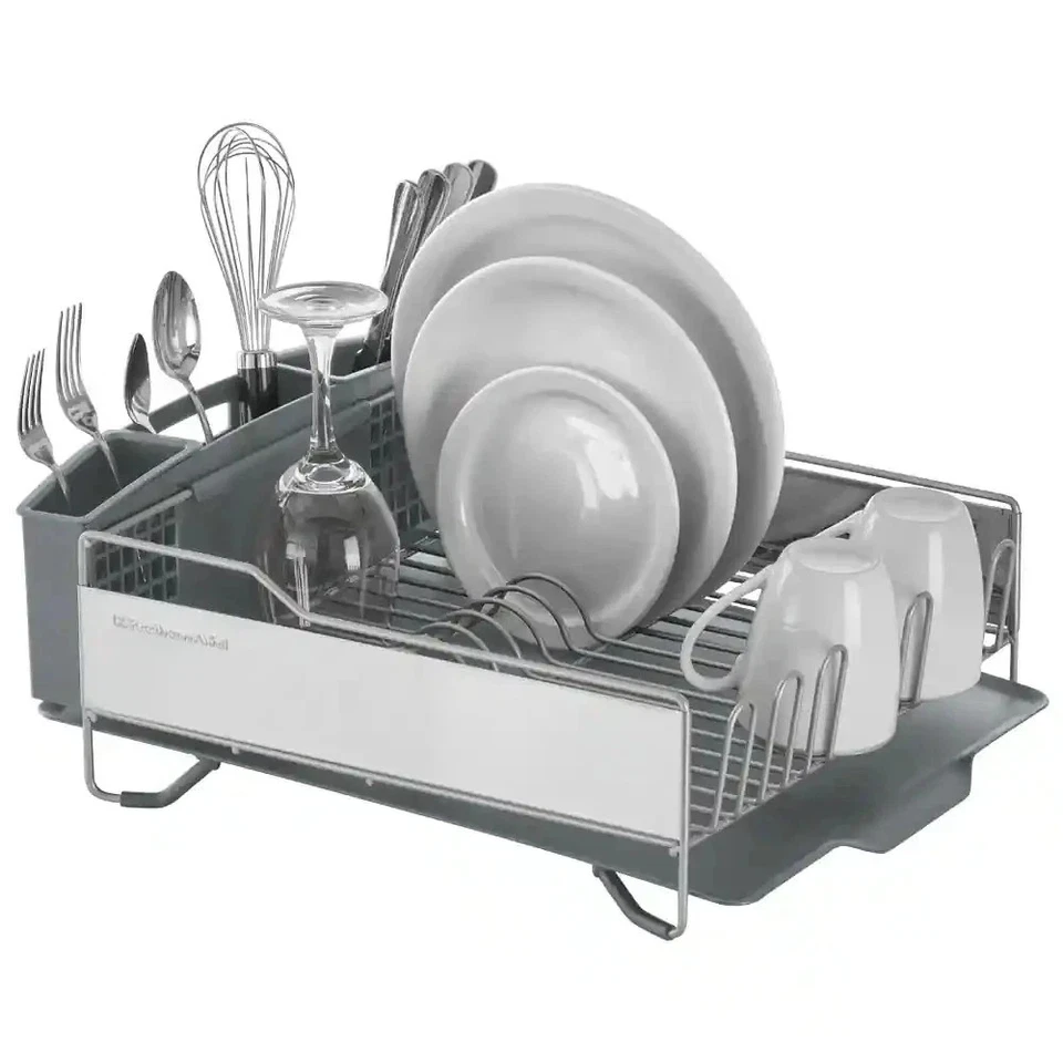 KitchenAid Full Size Dish Rack Metal, Plastic Grey 14.96" W X 20.08" D X 6.69" H - Image 2 of 4