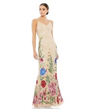 NEW, Mac Duggal Women's Floral Embellished Spaghetti Strap Gown Sz 4 MD1509