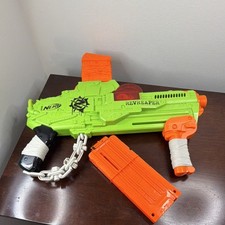 Nerf Zombie Strike RevReaper Dart Blaster w/ Drum Magazine   Tested  Working