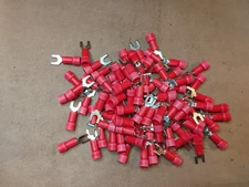 100, Panduit PV18-6FX-MY Pressure Terminal Connector RED STUD 6 Fork Terminal