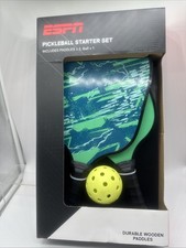 ESPN Pickleball Starter Set Wooden Paddles  Ball Soft Shock Grip Accurate Contr