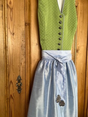 Spieth & Wensky Dirndl, Gr. 40, 60 cm, blau grün, wie NEU