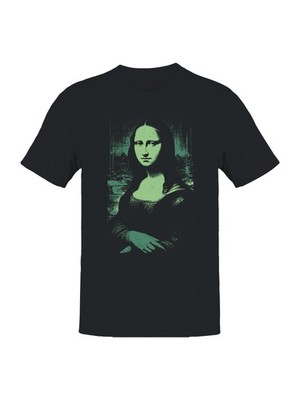 Neon Green Mona Lisa Print Men's T-shirt