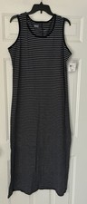 Basic Editions Womens Size L Black & White Sleeveless Straight Maxi Dress ~ NEW