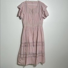 Love Shack Fancy Elegant Pink Ruffle Sleeve Dress Size 10