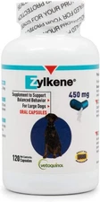 Vetoquinol Zylkene Calming Support Supplement for Large Dogs 120 Capsules 