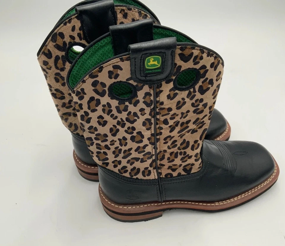 Botas Niña John Deere "Growin' Like A Weed" Cuero Leopardo 4 M *NOTA* Foto 3 de 4