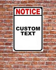 Custom Notice Sign Metal Aluminum 8"x12" Personalized Text Home Office