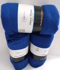 3 Mainstays Really Royal Blue Fleece Throws 50 x 60 New (Lot of 3)