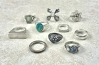 10 Vintage Sterling Silver Rings Size 5-9 Weight 59g
