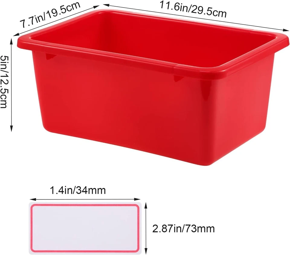 Outus 16 Pcs Plastic Cubby Bins with Labels, Stackable Storage Tubs, 6 Colors - Image 3 of 4