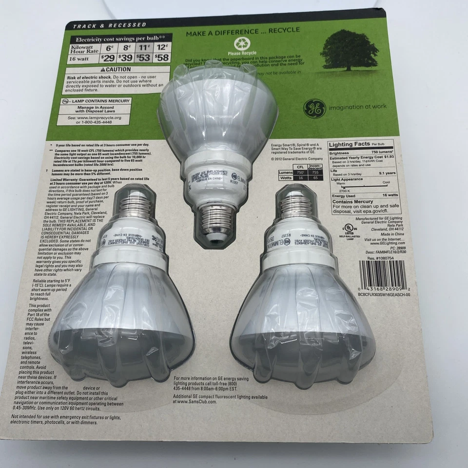 GE Energy Smart Warm Soft Light CFL Bulbs - Model 28909 R30- 15 Watts (3 Bulbs) - Image 2 of 4
