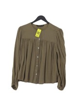 Zara Damen Bluse S Grün 100% Lyocell Modal Langarm Rundhals Basic