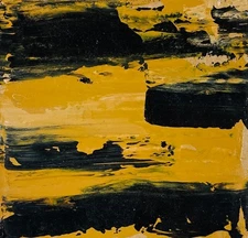 Abstract Painting Original 6x6 Expressive Black & Yellow Cardboard Art Miz Katie