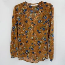 FUN2FUN Womens Sheer Floral Layering Shirt Size M Long Sleeve Cottagecore