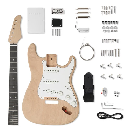 DIY 6 String GST Style Electric Guitar Kits Mahogany Body With Strap,Tool