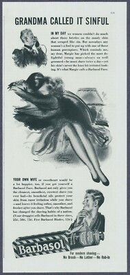 Barbasol Shaving Cream Grandma Sinful Vintage Print Ad July 1940
