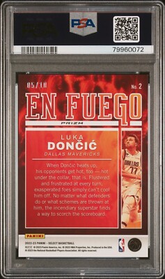 Luka Doncic SELECT en fuego GOLD PSA10 2022-23 Luka Doncic Panini Select En Fuego Gold 5/10 PSA 9
