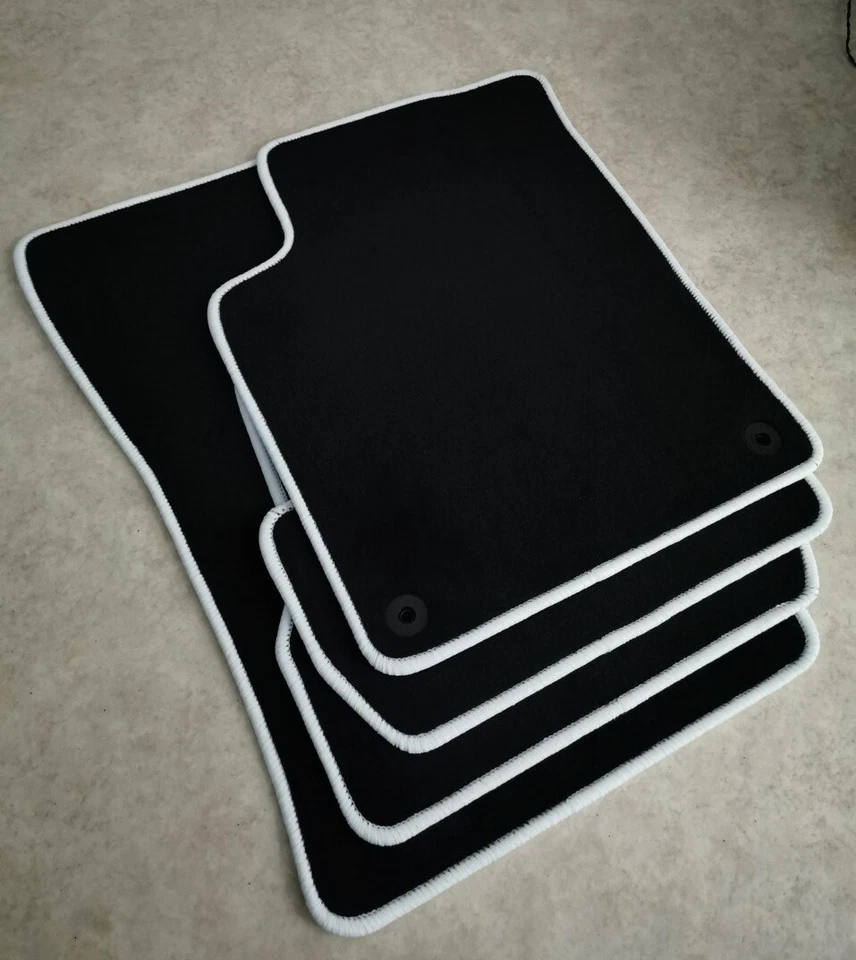 TOP Qualité VELOURS Noir 4 Tapis Sol Sur Mesure Pour CITROËN C3 II Bords BLANC - Photo 1/1