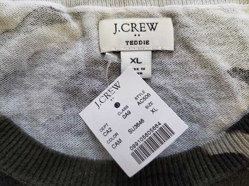 NEU DAMEN XS J CREW FACTORY OUTLET TEDDIE PULLOVER IN CAMO PRINT CAMOUFLAGE - Bild 6 von 6