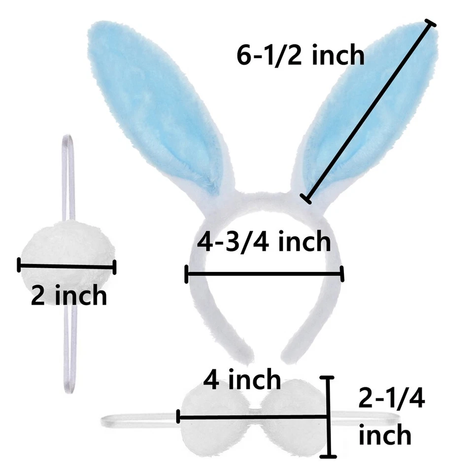 Diadema con orejas de conejo de Pascua TOPTIE con pajarita y cola de conejo para adultos y niños Foto 3 de 4