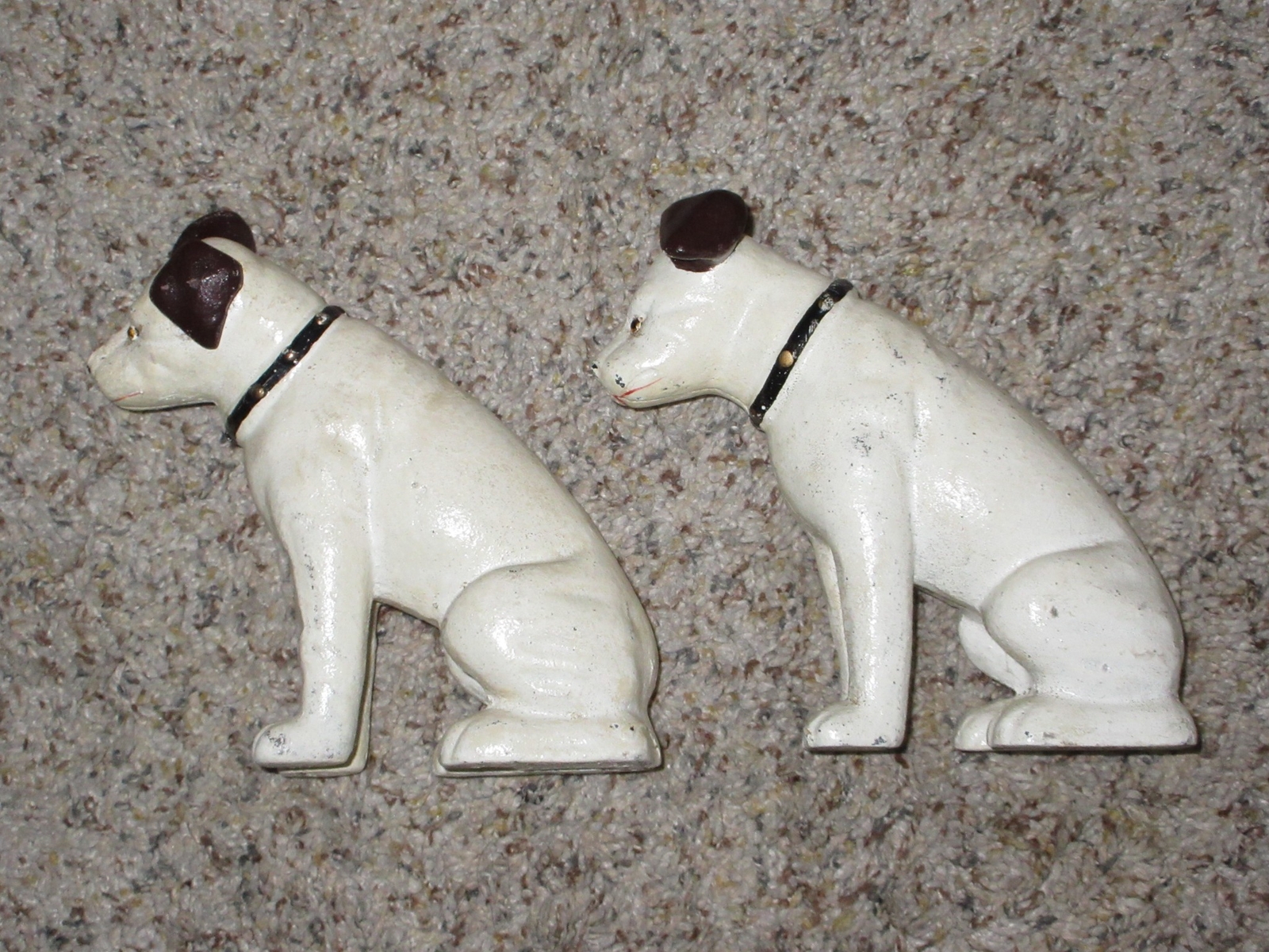 LOT 2 VTG RCA VICTOR CAST IRON NIPPER GLASS EYED DOGS 6 in HEAVY DOORSTOPS eBay