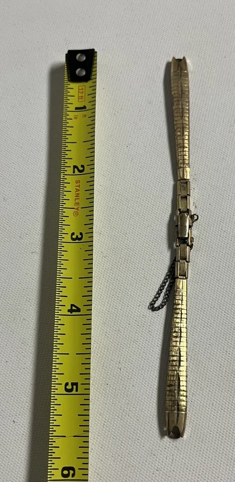 Correa de reloj de lujo formal con eslabones texturizados GF amarilla 10K vintage Kreisler para mujer Foto 3 de 4