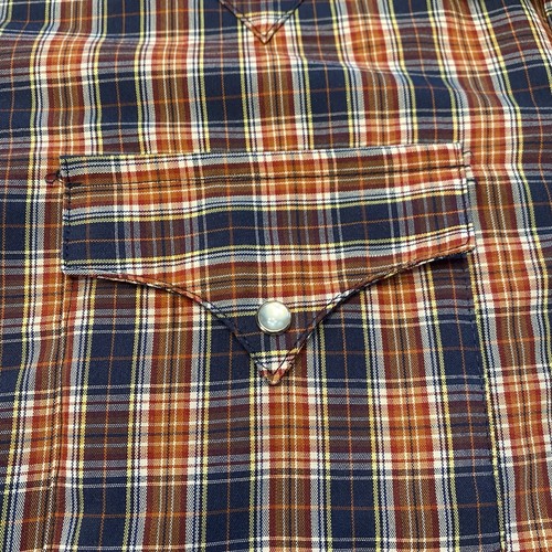 VTG Rockmount Ranch Wear Shirt Pearl Snap Mens 17 M Blue Red Plaid Western USA - Picture 5 of 20