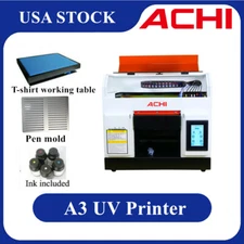 ACHI A3 UV Printer Epson 1390 Flatbed Cylindrical Glass Metal Rotation Embossed