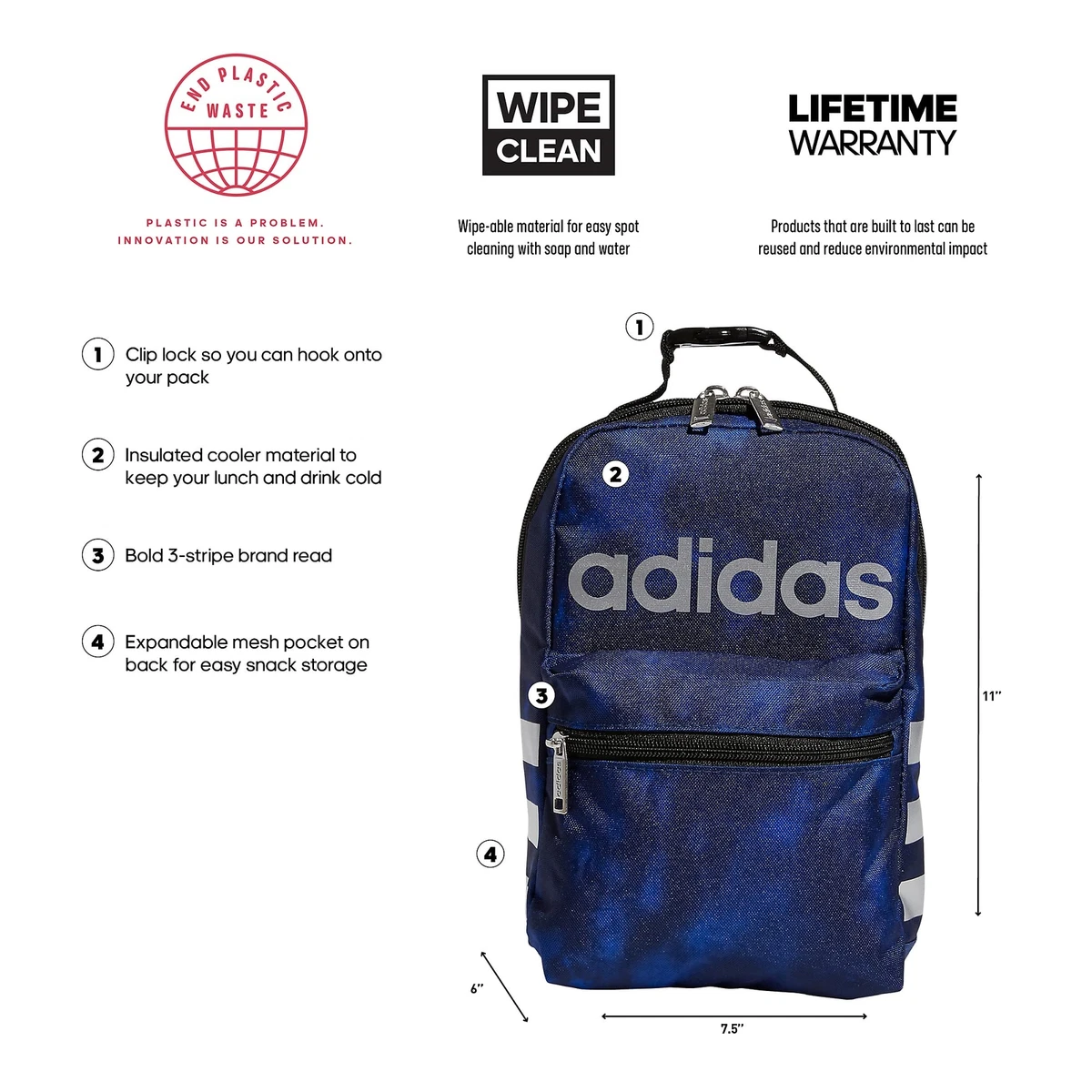 Navy blue adidas sales lunch box