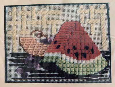 Juell Designs Summer Picnic Hand-painted Needlepoint Canvas & Stitch Guide