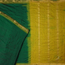 Vintage Green 100 Pure Cotton Sarees Zari Border Handwoven Sari Craft Fabric