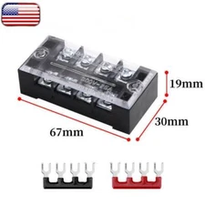 1Set=600V 25A 4P Double Row Wire Barrier Terminal Block With 2 Connector Strips