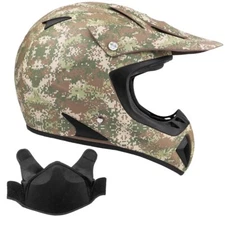 Snowmobile Helmet Snocross Camo With Breath Box Adult DOT Snow Open Face