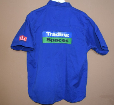 Trading Spaces TLC TV Show Short Sleeve Blue Promo Work Shirt - Size XL