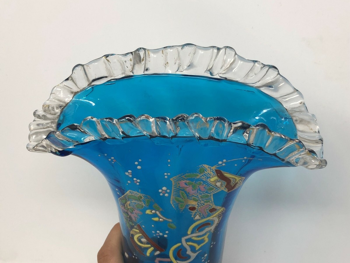 Vase En Verre Bleuté Soufflé - Fin 18ème Début 19ème Siècle - Très Belle Réalisation Ancienne