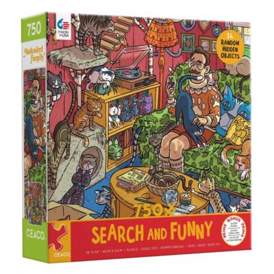 Ceaco Jigsaw Puzzle;  Search and Funny - Crazy Cat Guy;  750 pieces;  2949-1