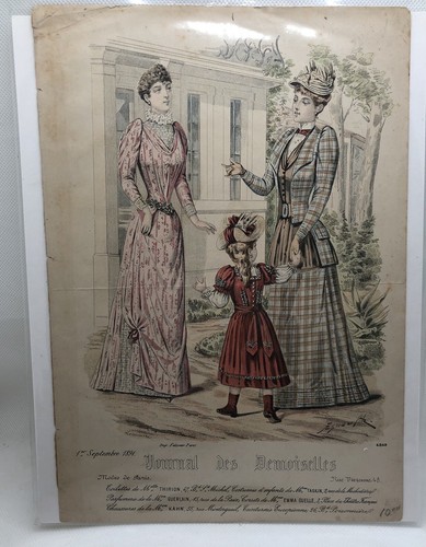 JOURNAL DES DEMOISELLES Fashion Plate DISFRAZ PARISIA Septiembre 1891 - Imagen 1 de 2