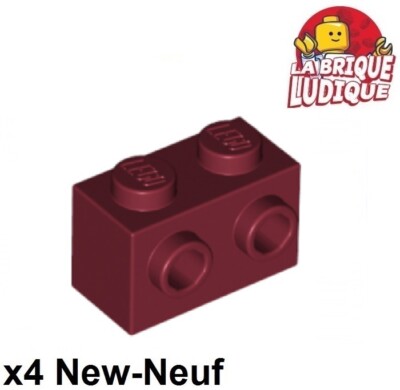 Lego 4x Stein Brick Modified 1x2 Studs 1 Seite dunkelrot/dark red 11211 NEU