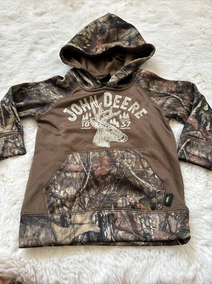 Suéter John Deere Niño Pequeño 2T Marrón Camuflaje Sudadera con Capucha Pullover Polar Exterior Foto 2 de 4