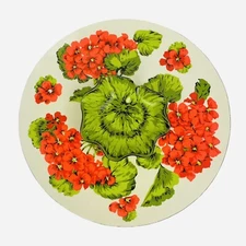 Vintage MCM 14.5" Bright Geranium Leaves Melamine Chip & Dip Platter Snack Tray