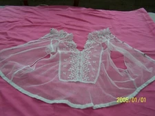 Antique Small Hand Embroidered Tulle Blouse with Hard Whale Collar. White. No. 13