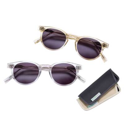 Transparente Fertiglesebrille CURTIS mit Sonnenschutz in moderner Panto-Form NEU