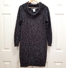 Women's Max Studio Steel Gray Multi-Color Thread Bodycon Sweater Cowl Dress Sz M