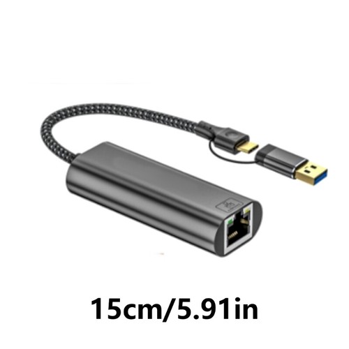 Adaptador USB+Tipo C a Ethernet USB C a RJ45 2.5Gbps Gigabit Ethernet Redes - Imagen 8 de 8