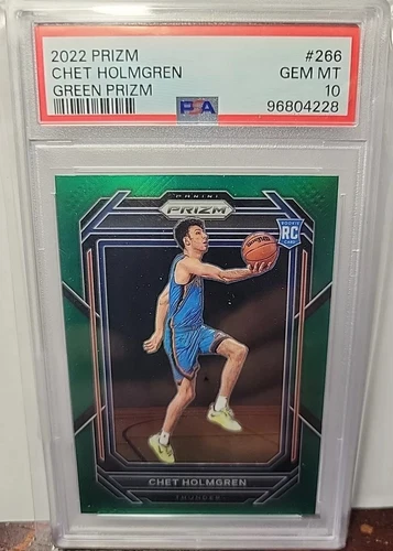2022 Prizm Chet Holmgren Green Prizm Rookie PANINI #266 Thunder RC mint PSA 10
