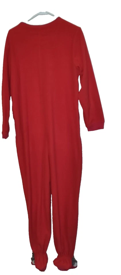 Nick & Nora Footie Fleece Red Pajamas Size Large SOCK MONKEY Zip Up Footed PJs - Image 2 of 4